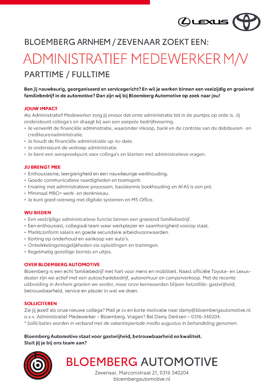Vacature administratief medewerker 2026