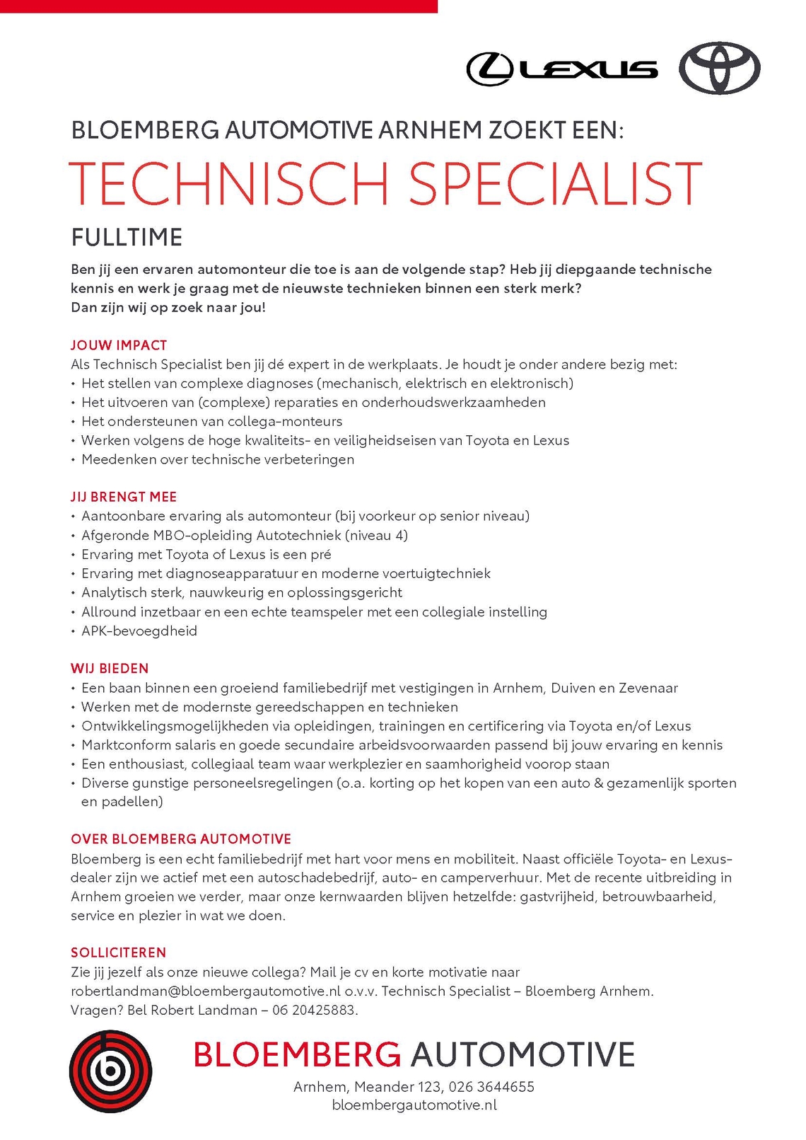 Vacature Technisch Specialist Arnhem