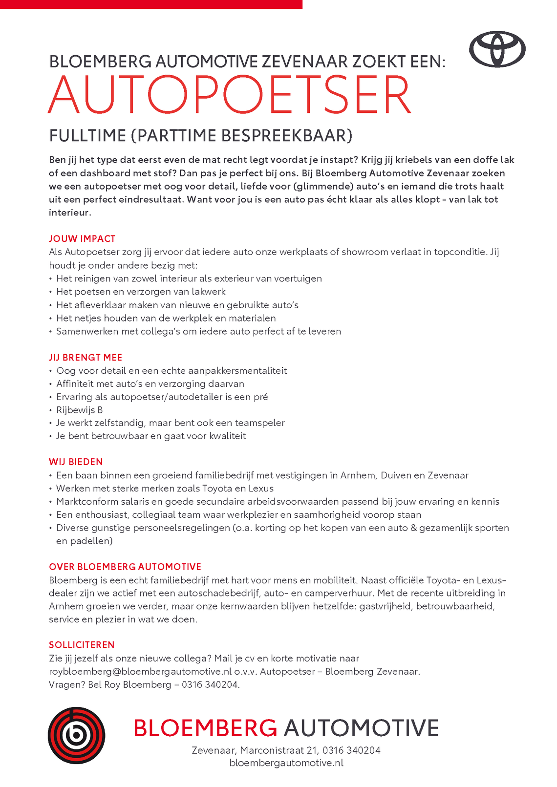 Vacature Autopoetser Zevenaar